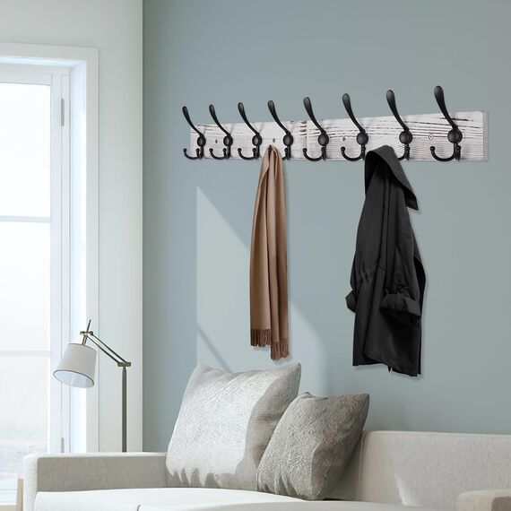 Homagic Garderoben-Wandhalterung, 80 cm, Kleiderbügel, Wandhalterung, altweiß, Kleiderhaken für Wand, rustikale Handtuchhalter für Badezimmer, Wohnzimmer, Mantel, Hüte, Kleidung, OWWCR08