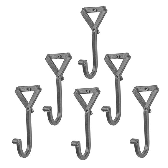 GoCraft Vintage Schmiedeeisen Kleiderhaken Set - 6 handgefertigte geschmiedete Metallhaken für Mäntel, Handtücher, Schals - Kolonial dekorative Wandhaken für Eingang, Schlamm und Badezimmer