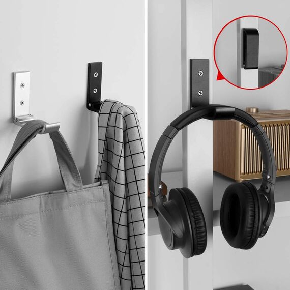 YOCZOX Faltbarer Wandhaken, unsichtbare klappbare Wandhalterung, 4 Pcs Aluminium Wandhalterungshaken, Garderobenständer, Kleiderhaken, Kopfhörerhalter, Ideal für Küche Zimmer etc, Schwarz