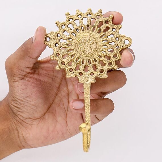 Indian Shelf Boho-Wandhaken in Gold, dekorativ, Messing, Shabby-Chic, Schlüsselhaken, Garderobe, Wandhalterung, Vintage, zum Aufhängen von Mänteln, 3 Stück