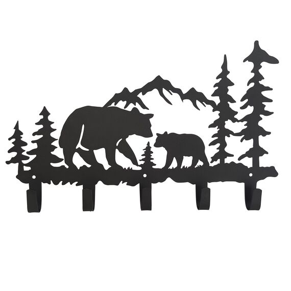 VIVICOMFY Metall-Bär-Haken, Wandkunst-Dekor, Schlüsselhalter, Tier-Themen-Haken, hübsche Heimdekoration für Aufbewahrung, Wohnzimmer, Flur, Büro, Schwarz