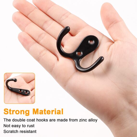 NBFBA 20 Stück Kleiderhaken, 10 Doppelhaken und 10 Einzelhaken, mit 40 Schrauben, für Garderobenhaken Badezimmer Küche
