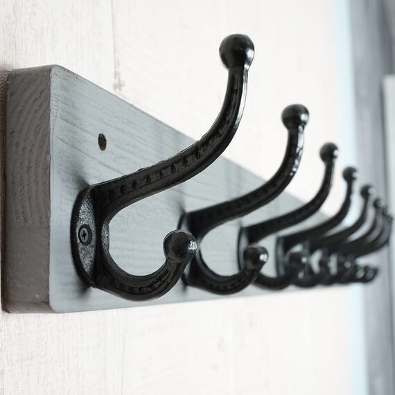 WEBI Garderobenleiste,Wandgarderobe mit 8 Haken Gusseisen,Garderobenhaken Wand,Kleiderhaken Wand Garderobe für Mäntel,Jacken,Grau