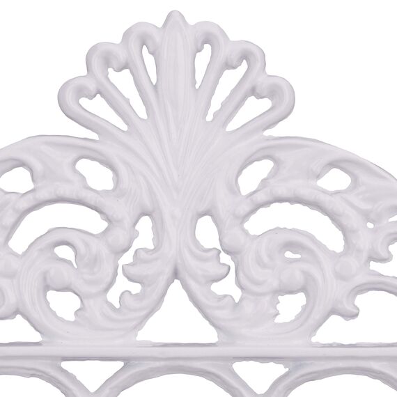 Relaxdays Garderobenleiste aus Gusseisen, 5 Haken, Antiker Landhausstil, HBT: ca. 17 x 35 x 3,5 cm, Hakenleiste, weiß