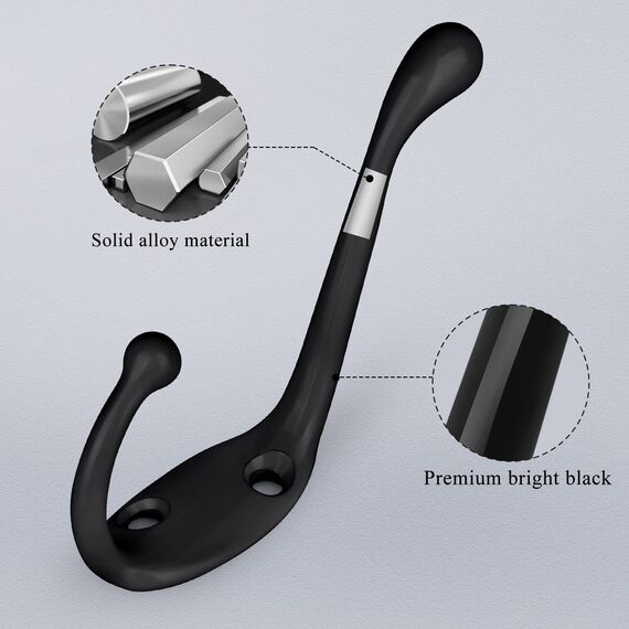 8 Stück Kleiderhaken Wand Wandhaken Schwarz, Metall Hacken Retro Garderobenhaken, Vintage Haken Schlüsselhaken, Dekorative Doppelhaken mit 16 Schrauben für Bad Küche Büro Badezimmer Einkaufszentrum