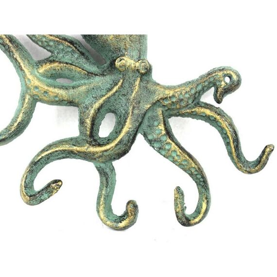 Hampton Nautical Antique Bronze Cast Iron Octopus Hook 11 Inch - Decorative Hook - Sealife Metal Wall Hook