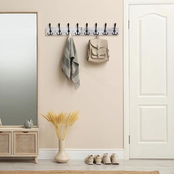 Homagic Garderoben-Wandhalterung, 80 cm, Kleiderbügel, Wandhalterung, altweiß, Kleiderhaken für Wand, rustikale Handtuchhalter für Badezimmer, Wohnzimmer, Mantel, Hüte, Kleidung, OWWCR08