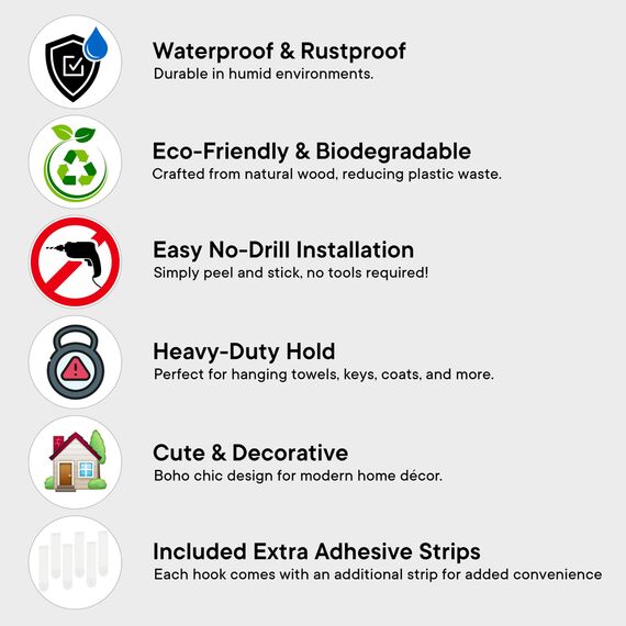 Indian Shelf Boho Dekorative Holz Selbstklebende Wandhaken zum Aufhängen von Mänteln, Schlüsseln, Leine, Hut, Handtuchhalter, niedlicher klebriger Schlüsselhalter, Weiß und Braun Western Wall Decor (3