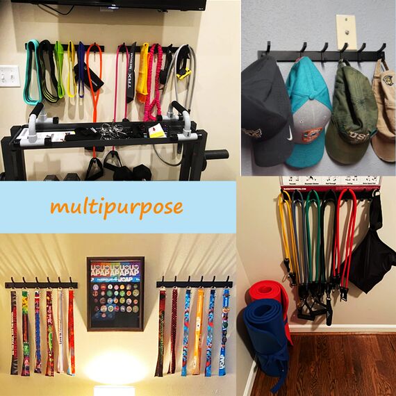 Garderobenleiste,Hakenleiste, Kleiderhaken wand 2 Stück Schwerlast,Jackenhalter wand,Hakenleiste garderobe für Schlafzimmer,Küche, Garderobenhaken für Kleidung, Jacken Halter (Schwarz matt, 6 Haken)