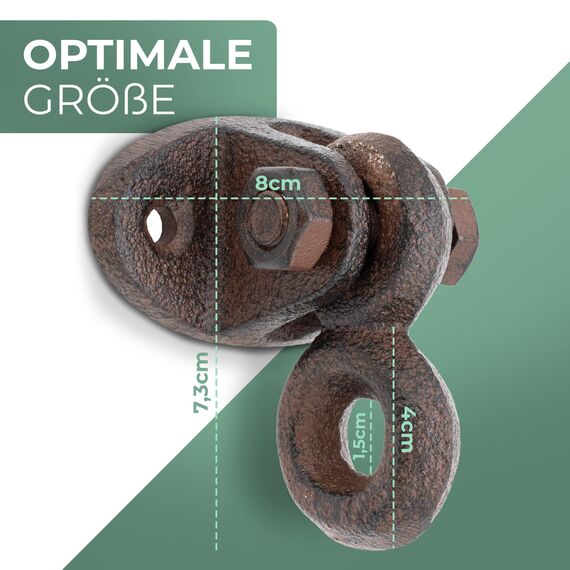 Glaskönig - 4x Rustikale Wand Öse-bewegliche Deckenöse aus Gusseisen im Landhaus Design-Kleiderhaken antik als Garderobenhaken-inkl. Befestigungsmaterial (Öse beweglich-Gusseisen)