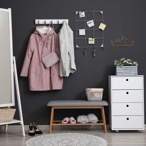 Relaxdays Garderobenleiste aus Gusseisen, 5 Haken, Antiker Landhausstil, HBT: ca. 17 x 35 x 3,5 cm, Hakenleiste, bronze