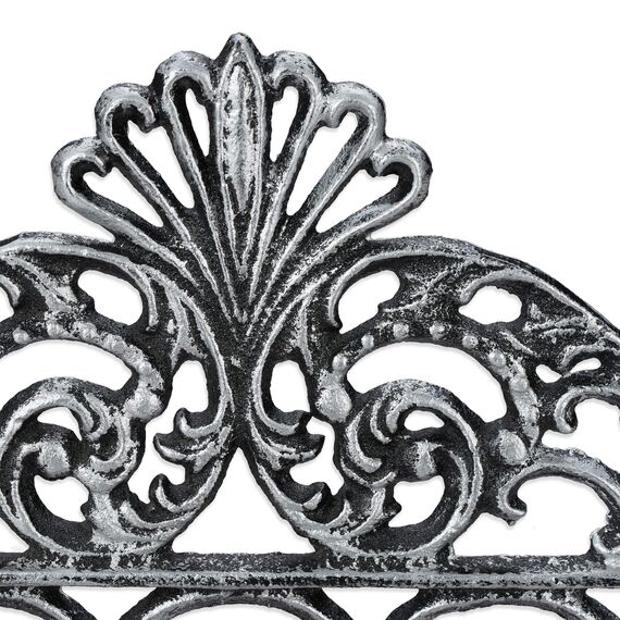 Relaxdays Garderobenleiste Gusseisen, 5 Haken, antike Hakenleiste, für Schlüssel, nostalgisch, 17 x 35 x 3,5 cm, silber