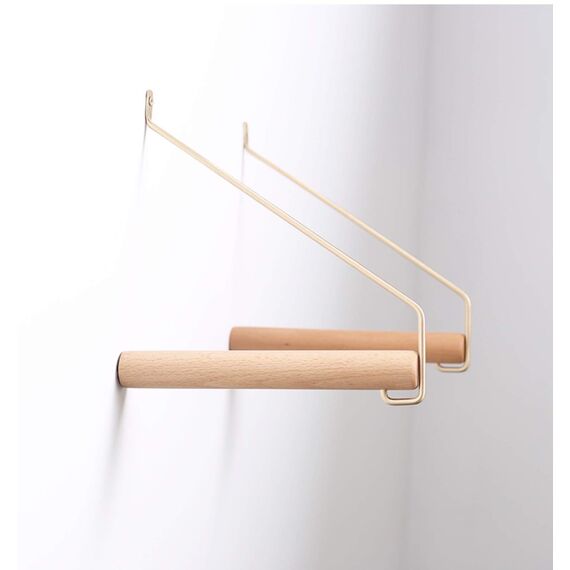 anaan Coordinate Design Wandhaken Holz Kleiderstange Wandmontage Garderobenhaken Kleiderhaken Wanddeko Messing 22 cm (Buche)