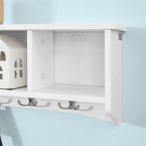 SoBuy® FRG48-L-W Wandgarderobe Wandhaken Hängeregal Badezimmerschrank mit 5 Haken weiß, B 72cm