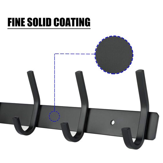 HIMREYLD Hakenleiste Kleiderhaken mit 6 Haken | Garderobenleiste SUS304 Edelstahl Rostfrei für Jacken Mantel Mehrzweck für Bad Wand Tür Schlafzimmer Küche bis 30kg Belastbar - Schwarz 1 Stück
