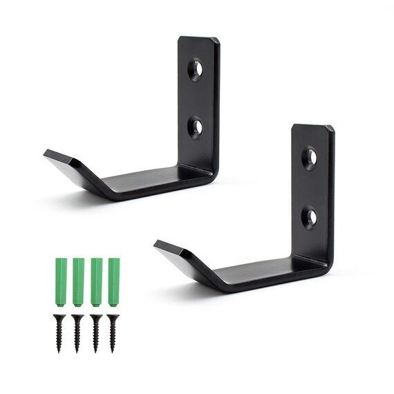 TIANLIN 2 Stück Wandhaken Schwarz aus Edelstahl, Kleine L-Form Kleiderhaken mit Schrauben und Dübeln, Wandhaken Garderobe für Bad, Küche, Schlüssel, Taschen und Kleidung