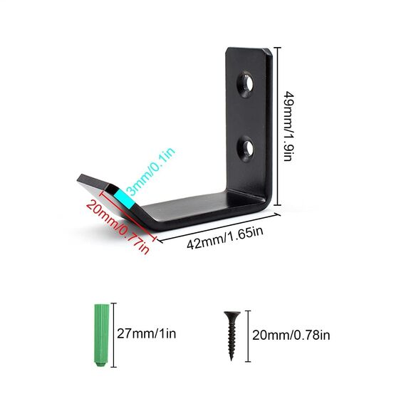 TIANLIN 2 Stück Wandhaken Schwarz aus Edelstahl, Kleine L-Form Kleiderhaken mit Schrauben und Dübeln, Wandhaken Garderobe für Bad, Küche, Schlüssel, Taschen und Kleidung