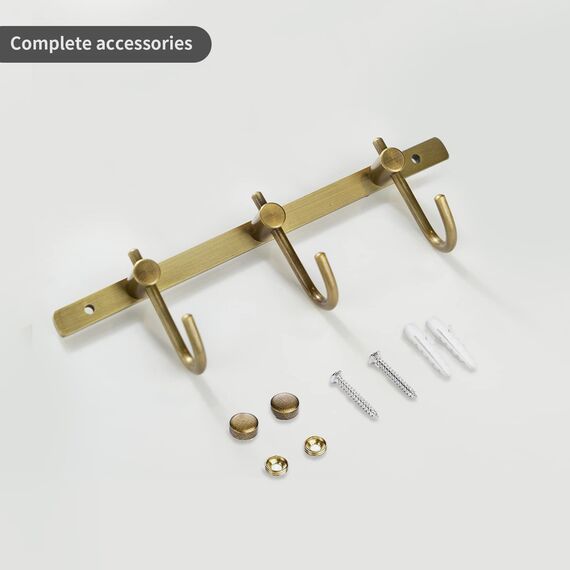 WINCASE Wand montiert Messing antik gebürstet Bronze Reihe Haken mit 3 Heavy Duty Europäischen klassischen Serie alle Kupfer Antik Rustikal klein von Fell Handtuch Rack Halter 3 Hooks