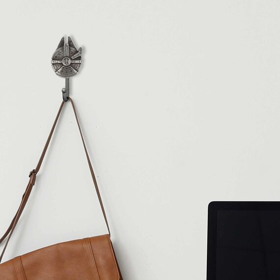 Open Road Brands Millennium Falcon Wandhaken aus Gusseisen, 100% Gusseisen, Wandmontage, 1 Stück, Silber, Stern, Star Wars, Wand, Schlüsselhalter, Jacken, Schlüssel, Werkzeuge, Dekoration