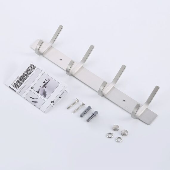 KES Kleiderhaken Garderobenleiste Hakenleiste Edelstahl SUS304 Kleiderhakenleiste Garderobenhaken 4 Haken Gaderobe Wand Handtuchhalter Bad Gebürstet, AH203H4-2
