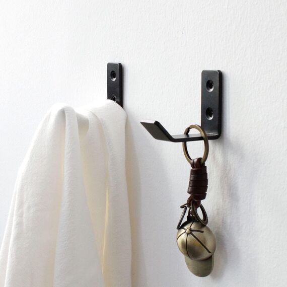 TIANLIN 2 Stück Wandhaken Schwarz aus Edelstahl, Kleine L-Form Kleiderhaken mit Schrauben und Dübeln, Wandhaken Garderobe für Bad, Küche, Schlüssel, Taschen und Kleidung