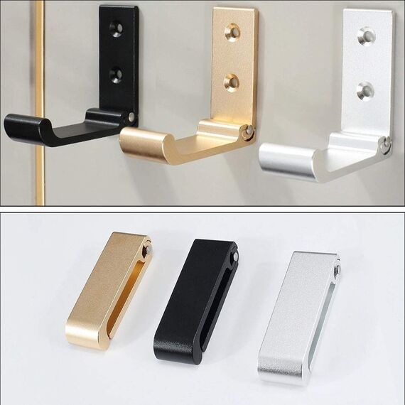 MsBong 10 Stück faltbare Kleiderhaken, schwarze Wandhaken zum Aufhängen von Kleiderhaken, Hardware, rostfrei, robuste Aluminium-Legierung, Wandmontage, Schrauben für Schlüssel, Handtuch, Hut, Taschen