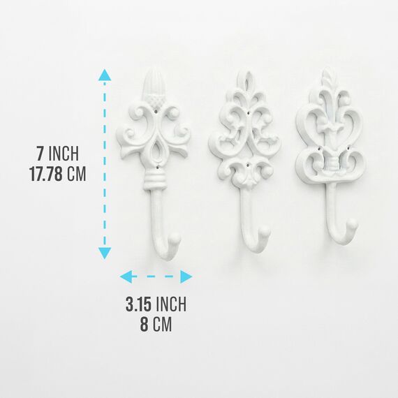 Comfify Dekorativer Shabby Chic Wandhaken - Rustikal - Antik anmutend - Französischer Landhaus-Charme - Große Dekorative Hängehaken - 3er Set - Schrauben und Dübel zur Montage inklusive