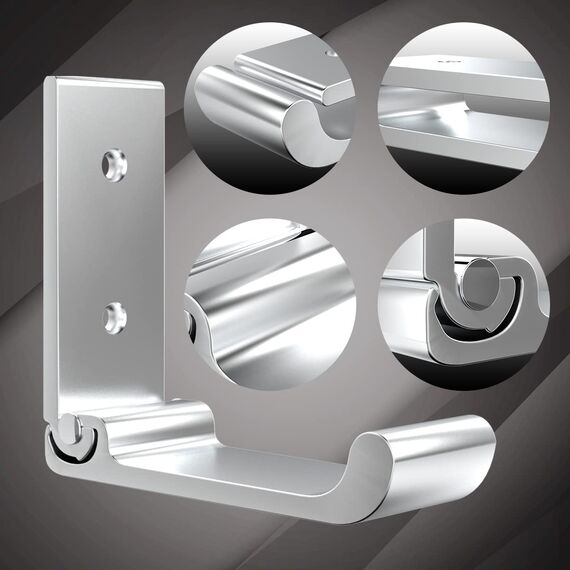 6 Stück Garderobenhaken Faltbare Kleiderhaken Aluminiumlegierung Wandhaken Handtuchhaken mit 12 Stk Schrauben für hängende Kopfhörer, Jacken, Handtücher, Helm, in der Garage, Badezimmer (Silber)