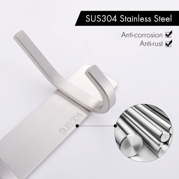 KES Kleiderhaken Garderobenleiste Hakenleiste Edelstahl SUS304 Kleiderhakenleiste Garderobenhaken 4 Haken Gaderobe Wand Handtuchhalter Bad Gebürstet, AH203H4-2