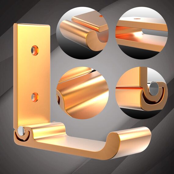 6 Stück Garderobenhaken Faltbare Kleiderhaken Aluminiumlegierung Wandhaken Handtuchhaken mit 12 Stk Schrauben für hängende Kopfhörer, Jacken, Handtücher, Helm, in der Garage, Badezimmer (Golden)