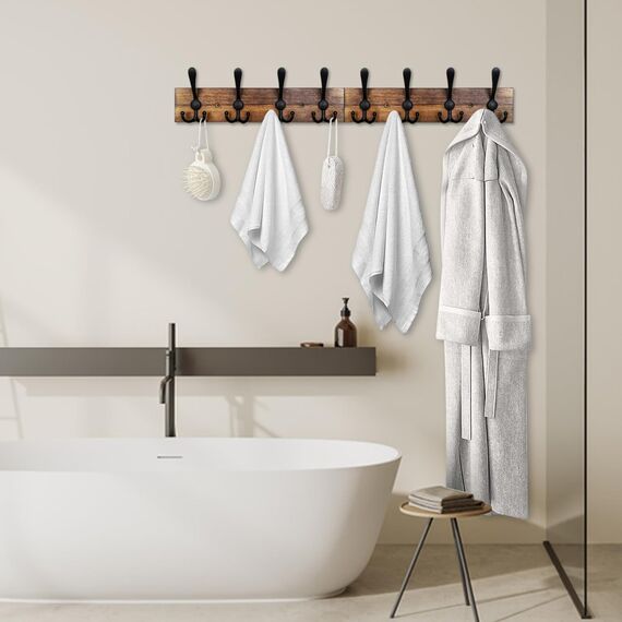 Homagic Garderobenleiste Wandhalterung, 80 cm, Wandhalterung, gebranntes Braun, Kleiderhaken für Wand, rustikale Handtuchhalter für Badezimmer, Wohnzimmer, Mantel, Hut, Tuch