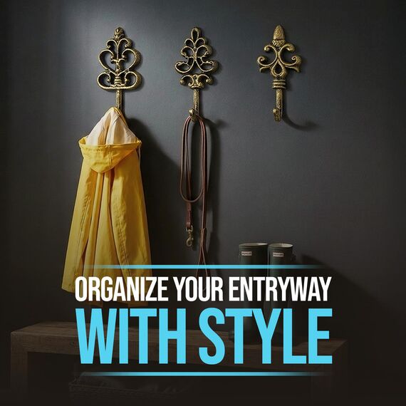 Comfify Dekorativer Shabby Chic Wandhaken - Rustikal - Antik anmutend - Französischer Landhaus-Charme - Große Dekorative Hängehaken - 3er Set - Schrauben und Dübel zur Montage inklusive