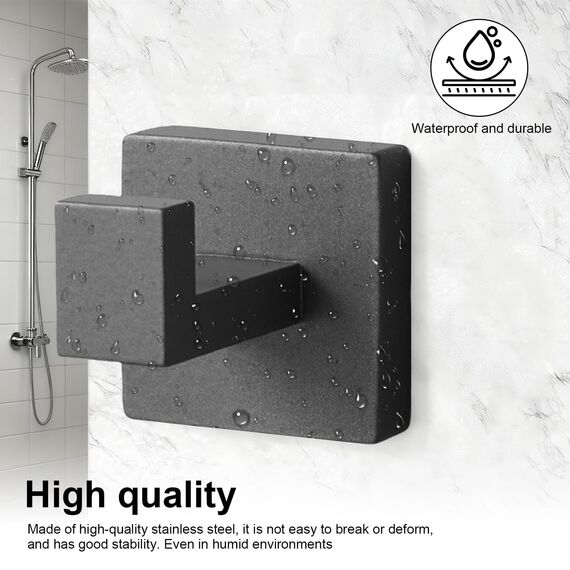 TIANLIN 3 Stück Handtuchhaken zum Bohren, Quadratisch Handtuchhalter Haken, Edelstahl Badezimmerhaken, Grau Badezimmer Haken, für Badezimmer, Küche, Schlafzimmer