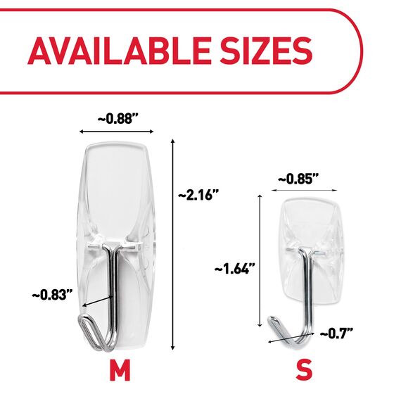 Command Kleine transparente Drahthaken, 10 Haken, 12 Streifen – einfach zu öffnende Verpackung, organisieren Sie beschädigungsfrei