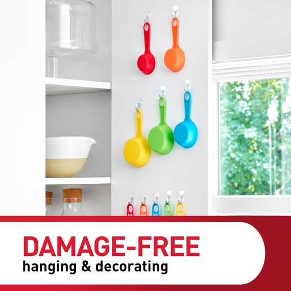 Command Kleine transparente Drahthaken, 10 Haken, 12 Streifen – einfach zu öffnende Verpackung, organisieren Sie beschädigungsfrei