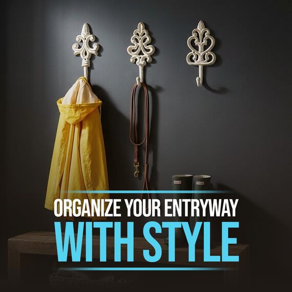 Comfify Dekorativer Shabby Chic Wandhaken - Rustikal - Antik anmutend - Französischer Landhaus-Charme - Große Dekorative Hängehaken - 3er Set - Schrauben und Dübel zur Montage inklusive