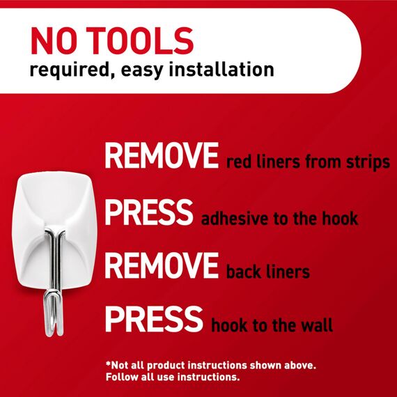 Command GP067-16NA Kleiner Draht, 16 Haken, 24 Streifen, Organisieren Sie beschädigungsfrei, zählen