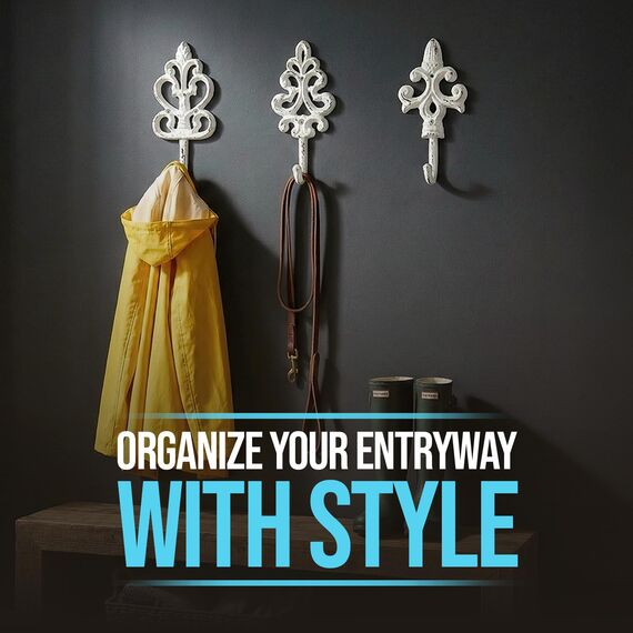 Comfify Dekorativer Shabby Chic Wandhaken - Rustikal - Antik anmutend - Französischer Landhaus-Charme - Große Dekorative Hängehaken - 3er Set - Schrauben und Dübel zur Montage inklusive