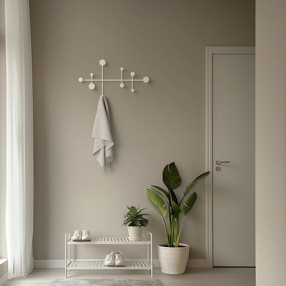 Kazai. Wandgarderobe 'Sval' | Minimalistische Kleiderhaken-Design aus Berlin | Moderne Garderobenleiste/Garderobenhaken aus Metall für die Wand | Weiß