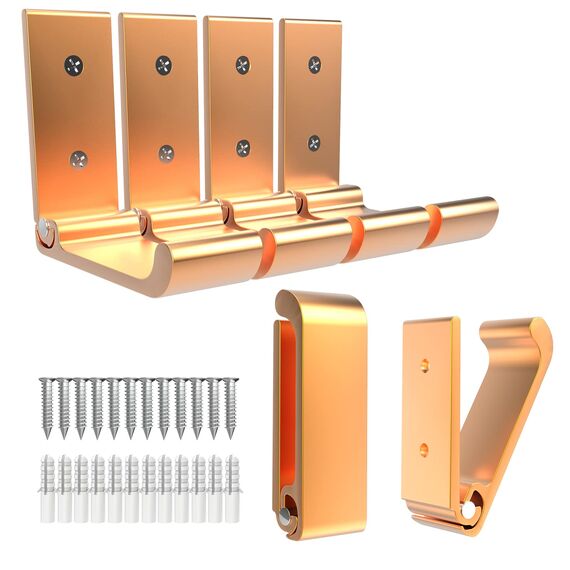 6 Stück Garderobenhaken Faltbare Kleiderhaken Aluminiumlegierung Wandhaken Handtuchhaken mit 12 Stk Schrauben für hängende Kopfhörer, Jacken, Handtücher, Helm, in der Garage, Badezimmer (Golden)