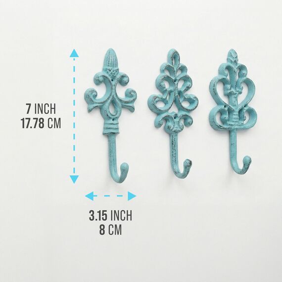 Comfify Dekorativer Shabby Chic Wandhaken - Rustikal - Antik anmutend - Französischer Landhaus-Charme - Große Dekorative Hängehaken - 3er Set - Schrauben und Dübel zur Montage inklusive