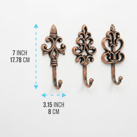 Comfify Dekorativer Shabby Chic Wandhaken - Rustikal - Antik anmutend - Französischer Landhaus-Charme - Große Dekorative Hängehaken - 3er Set - Schrauben und Dübel zur Montage inklusive