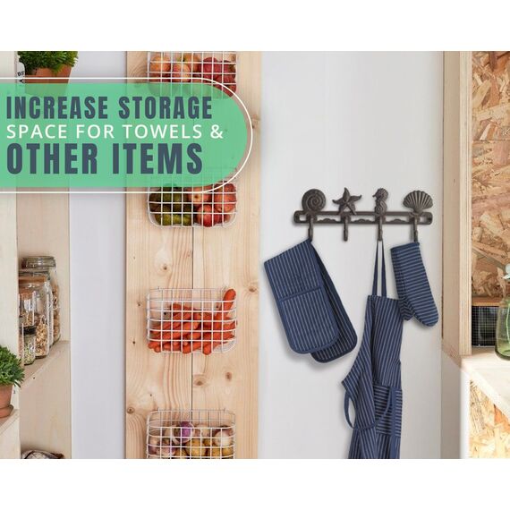 Comfify Vintage Seashell Kleiderhaken, rustikal, Gusseisen, Wandaufhänger mit 4 dekorativen Haken – inklusive Schrauben und Dübeln – Strandhaus-Dekor – Braun