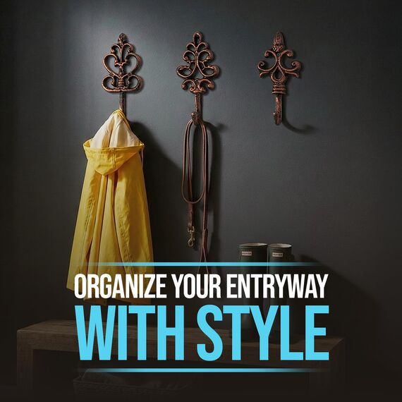 Comfify Dekorativer Shabby Chic Wandhaken - Rustikal - Antik anmutend - Französischer Landhaus-Charme - Große Dekorative Hängehaken - 3er Set - Schrauben und Dübel zur Montage inklusive