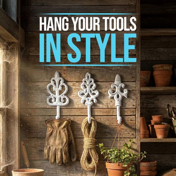 Comfify Dekorativer Shabby Chic Wandhaken - Rustikal - Antik anmutend - Französischer Landhaus-Charme - Große Dekorative Hängehaken - 3er Set - Schrauben und Dübel zur Montage inklusive