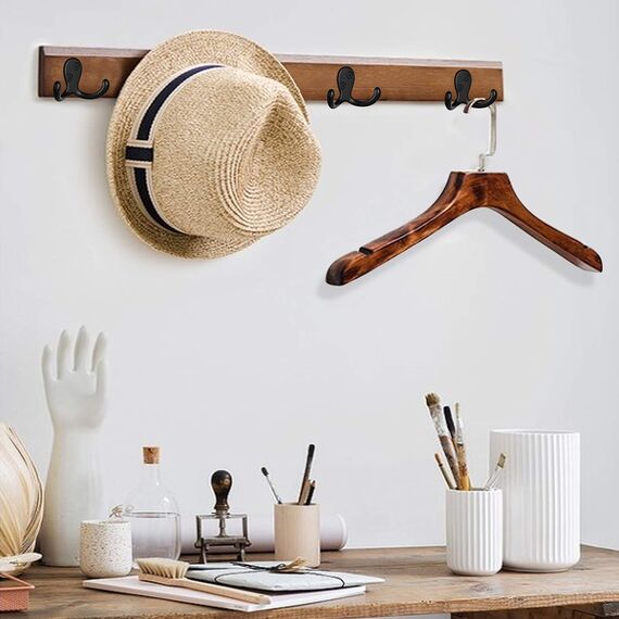 IBosins 8 Stück robuste Kleiderhaken mit Doppelzinken, Wandmontage mit 16 Schrauben, Retro-Doppelhaken, Utility-Haken für Mantel, Schal, Tasche, Handtuch, Schlüssel, Kappe, Tasse, Hut aus Zink, Eisen