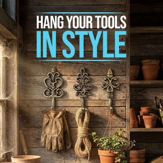 Comfify Dekorativer Shabby Chic Wandhaken - Rustikal - Antik anmutend - Französischer Landhaus-Charme - Große Dekorative Hängehaken - 3er Set - Schrauben und Dübel zur Montage inklusive