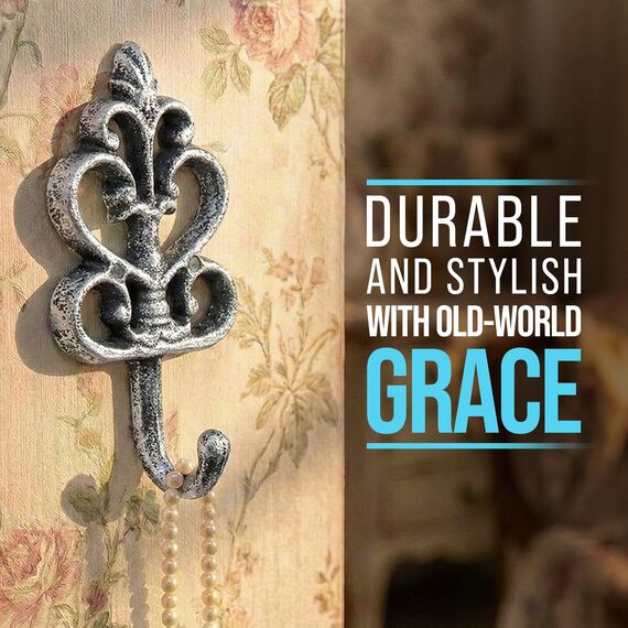 Comfify Dekorativer Shabby Chic Wandhaken - Rustikal - Antik anmutend - Französischer Landhaus-Charme - Große Dekorative Hängehaken - 3er Set - Schrauben und Dübel zur Montage inklusive