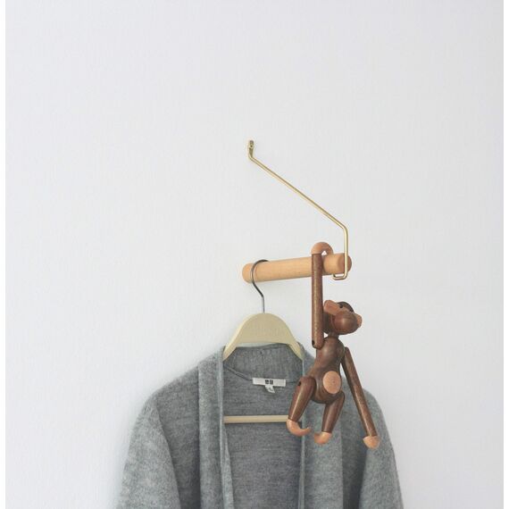 anaan Coordinate Design Wandhaken Holz Kleiderstange Wandmontage Garderobenhaken Kleiderhaken Wanddeko Messing 22 cm (Buche)