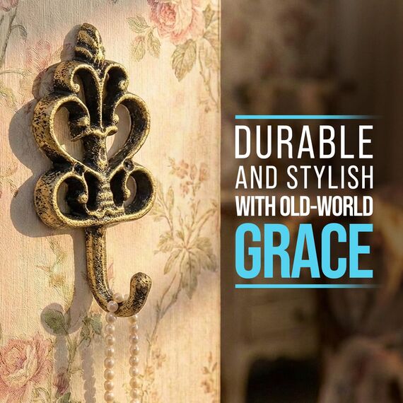 Comfify Dekorativer Shabby Chic Wandhaken - Rustikal - Antik anmutend - Französischer Landhaus-Charme - Große Dekorative Hängehaken - 3er Set - Schrauben und Dübel zur Montage inklusive